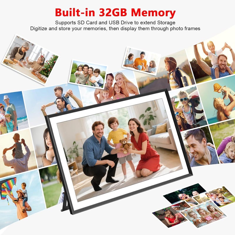 akimart 15.6 Inch Large Digital Photo Frame, Digital Picture Frame WiFi, IPS HD Touch Screen 32GB Storage Photo Frame with Auto-Rotate Instant Share Photo/Video Sharing via Frameo App, Gift for Mom - Image 4