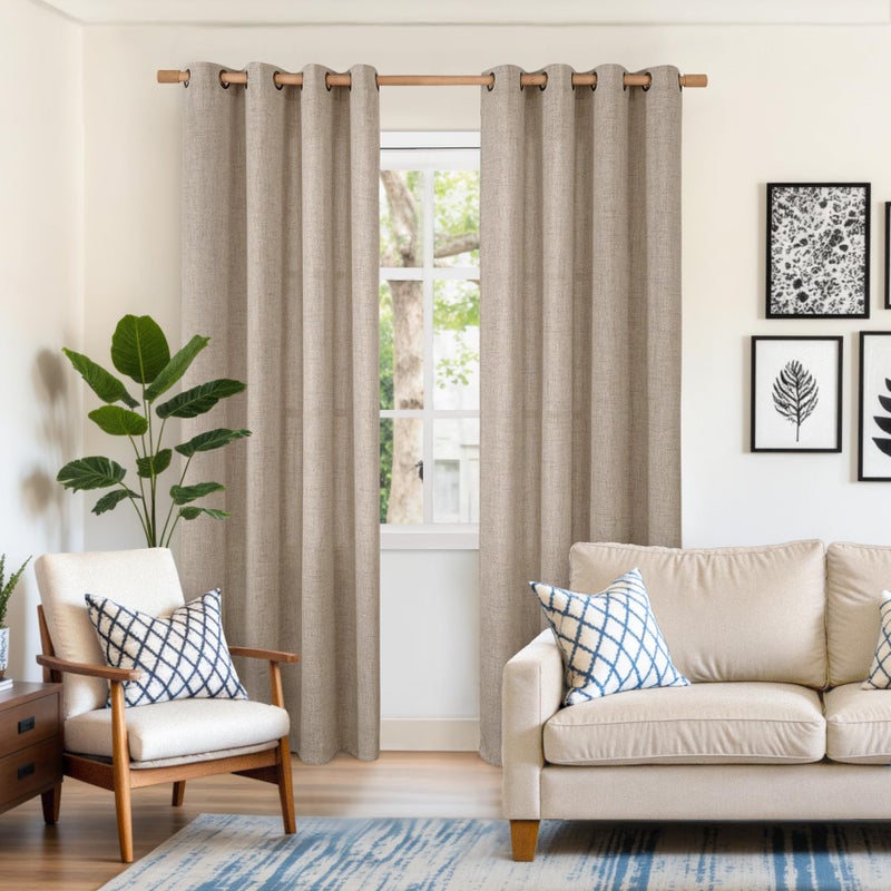 YoungsTex Oatmeal Linen Curtains 84 lnches Length 2 Panels for Living Room, Burlap Semi Sheer Drapes with Bronze Grommet Light Filtering Window Treatments for Bedroom Farmhouse, 52 X 84 Inch - Image 2