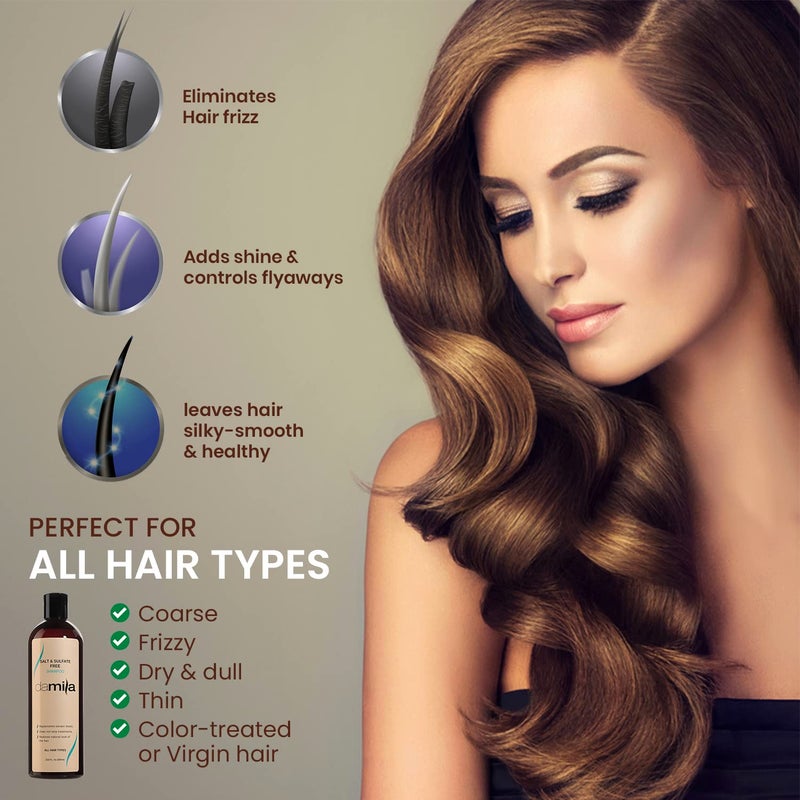 damila Salt & Sulfate Free Shampoo for Keratin and Color Treated Hair - Perfect for Damaged, Frizzy, Curly or Dry Hair (16.9 Fl Oz) - Image 2