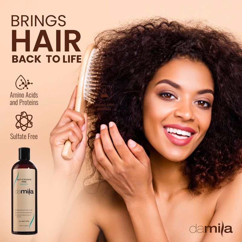 damila Salt & Sulfate Free Shampoo for Keratin and Color Treated Hair - Perfect for Damaged, Frizzy, Curly or Dry Hair (16.9 Fl Oz) - Image 4