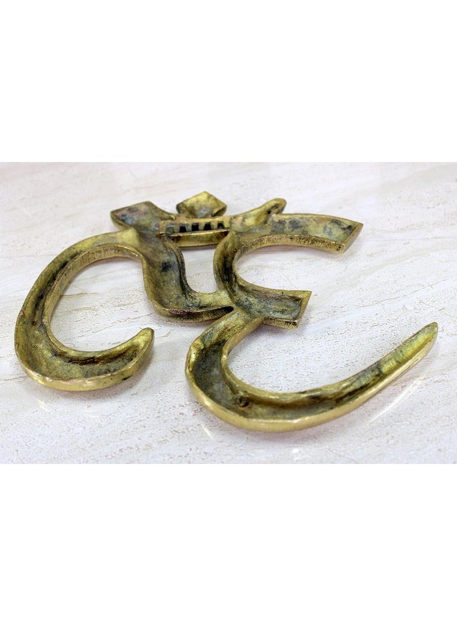 ESPLANADE ESPLANADE Brass OM Wall Hanging Sculpture | Vastu Fengshui Goodluck, Auspicious, Religious symbols | Pooja Idols | Home Decor -Golden - 9" Inches  - Image 4