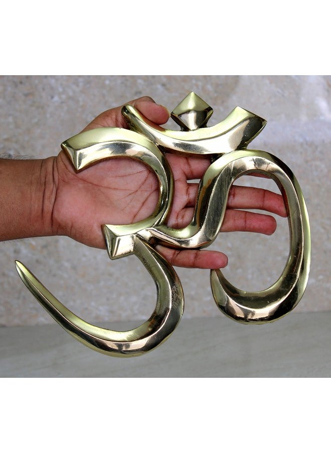 ESPLANADE ESPLANADE Brass OM Wall Hanging Sculpture | Vastu Fengshui Goodluck, Auspicious, Religious symbols | Pooja Idols | Home Decor -Golden - 9" Inches  - Image 5