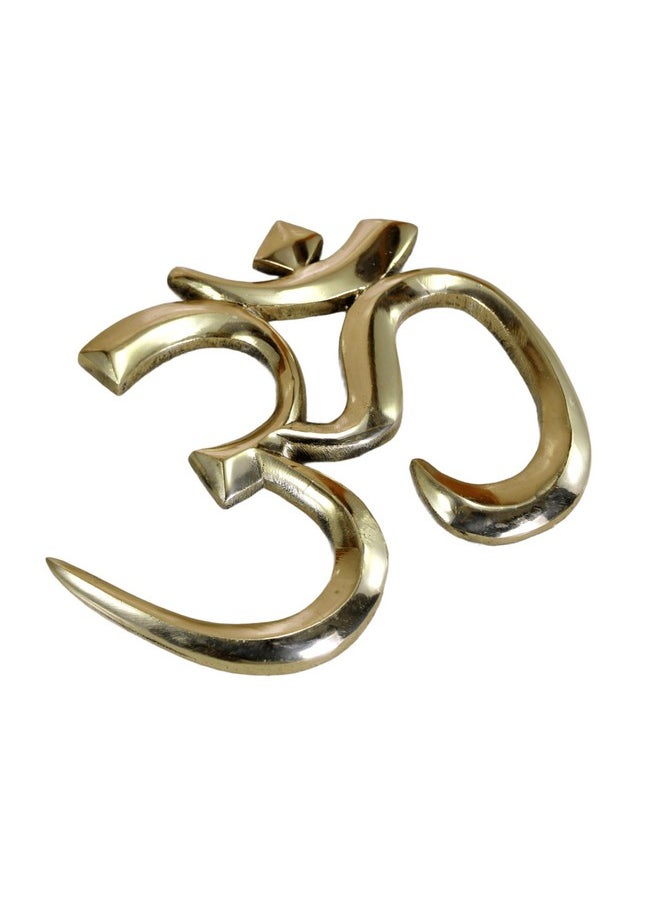 ESPLANADE ESPLANADE Brass OM Wall Hanging Sculpture | Vastu Fengshui Goodluck, Auspicious, Religious symbols | Pooja Idols | Home Decor -Golden - 9" Inches  - Image 1