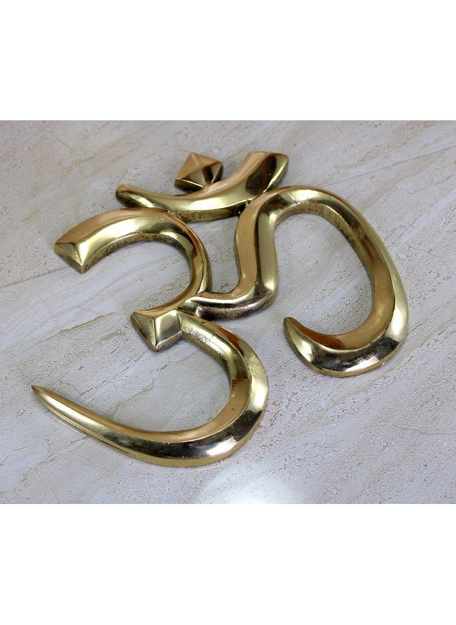 ESPLANADE ESPLANADE Brass OM Wall Hanging Sculpture | Vastu Fengshui Goodluck, Auspicious, Religious symbols | Pooja Idols | Home Decor -Golden - 9" Inches  - Image 2
