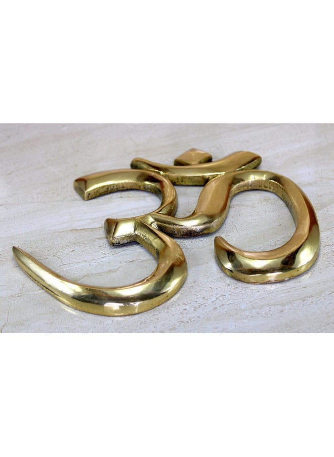 ESPLANADE ESPLANADE Brass OM Wall Hanging Sculpture | Vastu Fengshui Goodluck, Auspicious, Religious symbols | Pooja Idols | Home Decor -Golden - 9" Inches  - Image 3