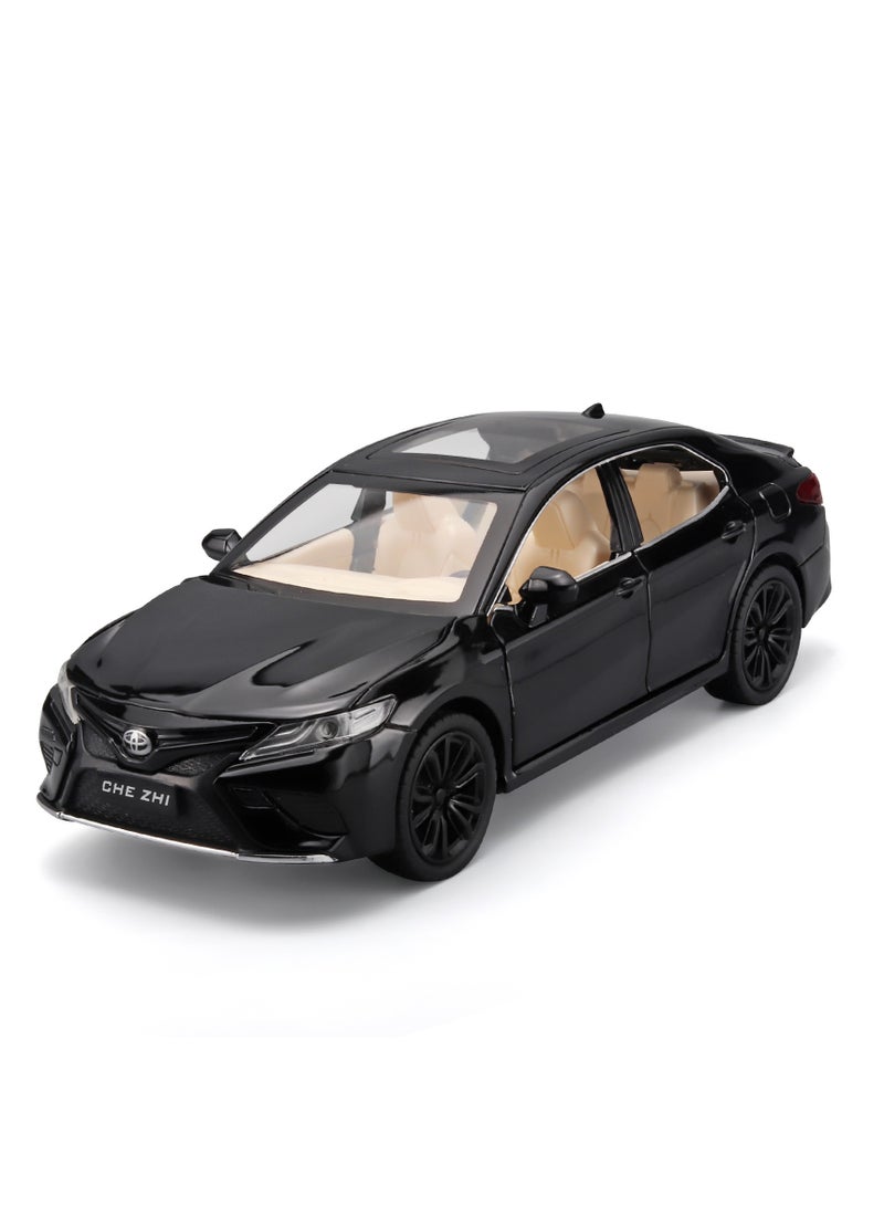 Miniature Replica Car Model 1:24 for Toyota Camry Friction Power Model Car Sound Light Pull Back Model Car Gift Collection Display Scale Die-cast Vehicle(Black) - Image 1