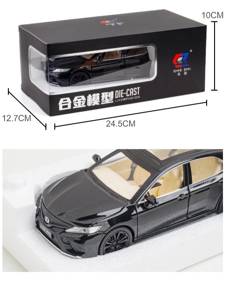 Miniature Replica Car Model 1:24 for Toyota Camry Friction Power Model Car Sound Light Pull Back Model Car Gift Collection Display Scale Die-cast Vehicle(Black) - Image 3
