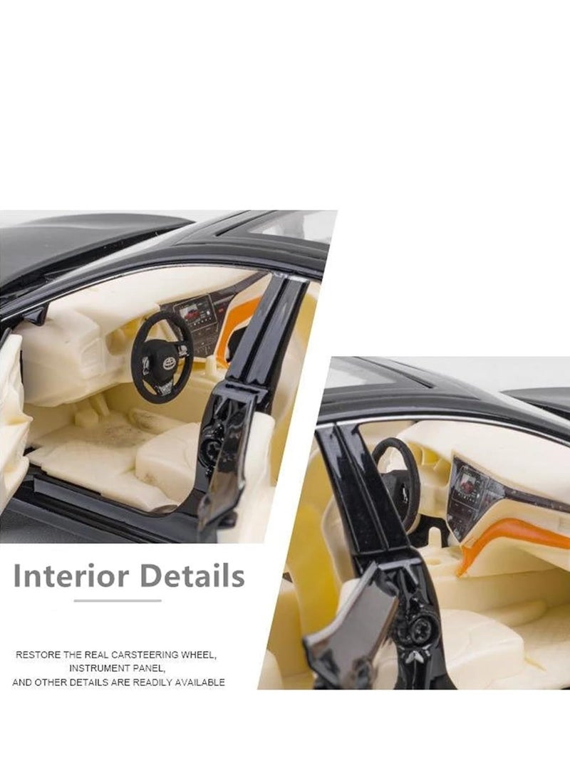 Miniature Replica Car Model 1:24 for Toyota Camry Friction Power Model Car Sound Light Pull Back Model Car Gift Collection Display Scale Die-cast Vehicle(Black) - Image 4