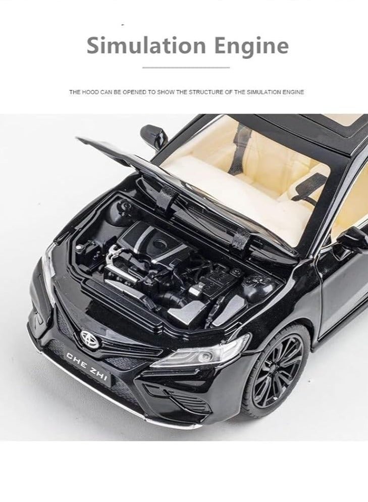 Miniature Replica Car Model 1:24 for Toyota Camry Friction Power Model Car Sound Light Pull Back Model Car Gift Collection Display Scale Die-cast Vehicle(Black) - Image 5