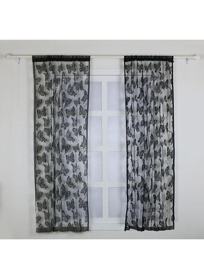 NIBEMINENT 2-Piece Butterfly Pattern Curtain Set Black 100x200cm - Image 2