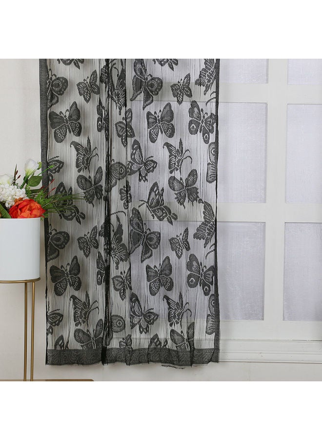 NIBEMINENT 2-Piece Butterfly Pattern Curtain Set Black 100x200cm - Image 3