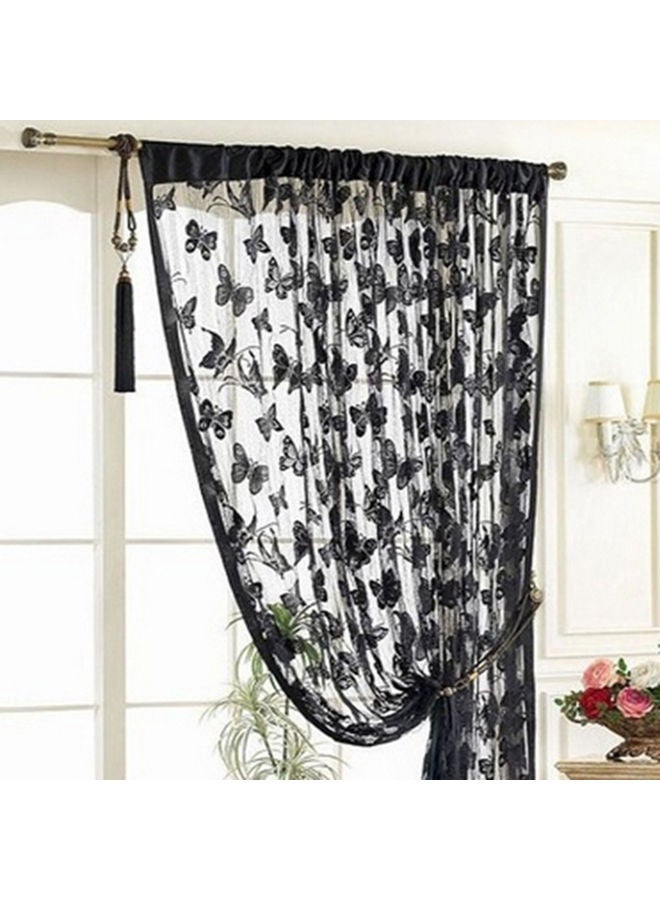 NIBEMINENT 2-Piece Butterfly Pattern Curtain Set Black 100x200cm - Image 4