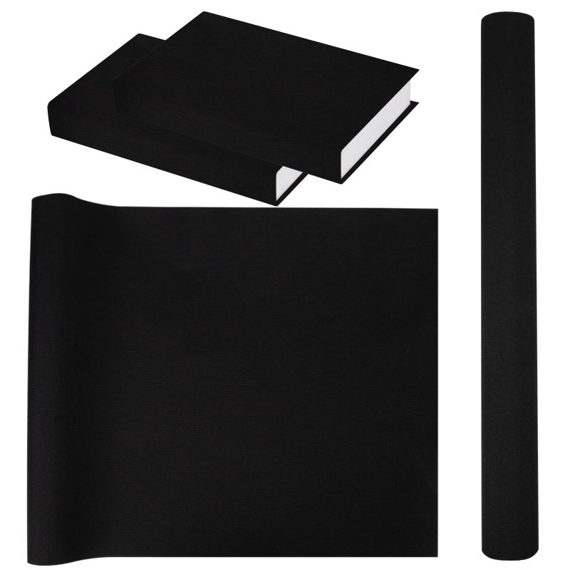 Fuceury Book Cloth for Book Binding 57Ã—17 Inch Black Fabric Surface Paper Backed Book Cover - Image 1