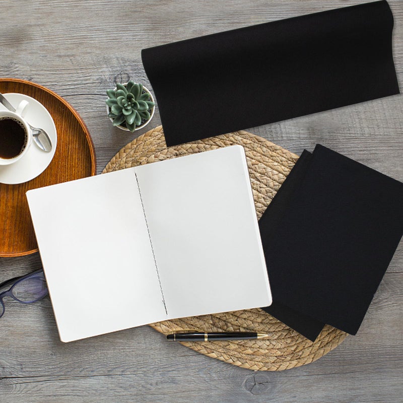 Fuceury Book Cloth for Book Binding 57Ã—17 Inch Black Fabric Surface Paper Backed Book Cover - Image 4