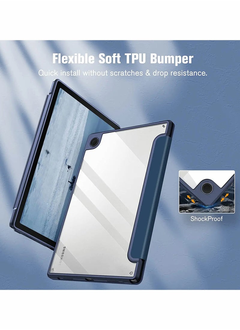 Samsung Galaxy Tab A8 Case 10.5 Inch 2022 Model SMX200 X205 X207 Slim Shockproof Cover with Transparent Back Auto Wake Sleep Navy Blue