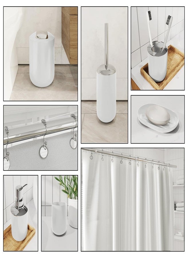 Clara Clark Bathroom Set - White Bathroom Accessories Set, 20PC Bathroom Accessory Set, Shower Curtain Set with Liner, Toothbrush Holder, Soap Dispenser, Soap Dish, Toilet Brush Holder, and Trash Can - Image 3