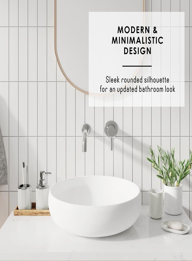 Clara Clark Bathroom Set - White Bathroom Accessories Set, 20PC Bathroom Accessory Set, Shower Curtain Set with Liner, Toothbrush Holder, Soap Dispenser, Soap Dish, Toilet Brush Holder, and Trash Can - Image 4