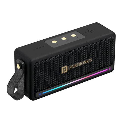 Portronics Harmony Mini 25W HD Premium Portable Bluetooth Speaker with Subwoofer, EQ Adjustment, 6 Hours Playtime, in-Built Mic,TWS Mode,RGB Lights, Bluetooth V5.3, Type C Fast Charging(Black) - Image 1