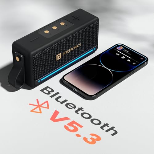 Portronics Harmony Mini 25W HD Premium Portable Bluetooth Speaker with Subwoofer, EQ Adjustment, 6 Hours Playtime, in-Built Mic,TWS Mode,RGB Lights, Bluetooth V5.3, Type C Fast Charging(Black) - Image 3