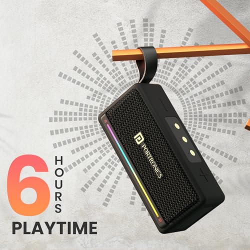 Portronics Harmony Mini 25W HD Premium Portable Bluetooth Speaker with Subwoofer, EQ Adjustment, 6 Hours Playtime, in-Built Mic,TWS Mode,RGB Lights, Bluetooth V5.3, Type C Fast Charging(Black) - Image 4