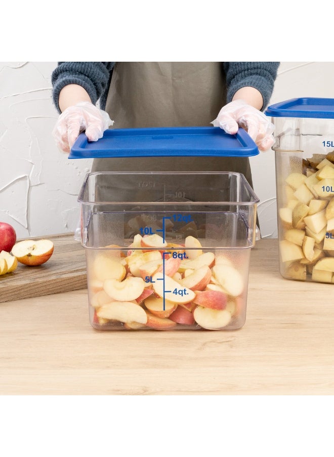 LIDS ONLY: Met Lux Food Storage Container Lids, 10 Square Marinating Container Lids - Containers Sold Separately, With Date Indicator, Blue Plastic Lids, Dishwashable, Freezable