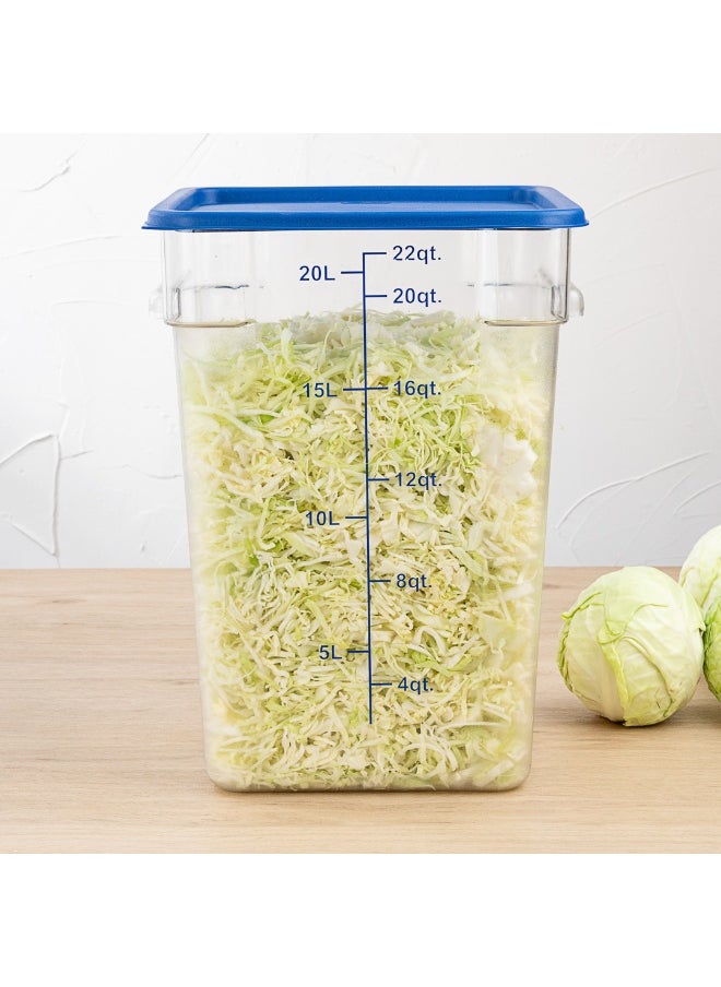 LIDS ONLY: Met Lux Food Storage Container Lids, 10 Square Marinating Container Lids - Containers Sold Separately, With Date Indicator, Blue Plastic Lids, Dishwashable, Freezable