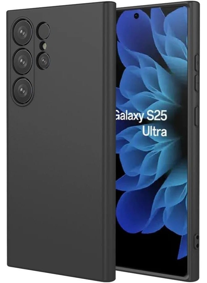 Compatible with Galaxy S25 Ultra 2025 Case Liquid Silicone, Soft Smooth Touch Galaxy S25 Ultra Phone Case Silicone Shockproof Thin Cover (Black)