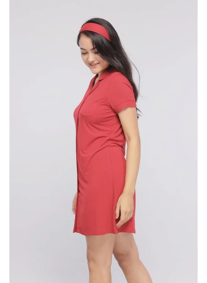 NeceSera Romantic Red Lace Button Down Dress