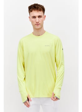 Men Crew Neck Long Sleeves Brand Logo T-Shirt, Green