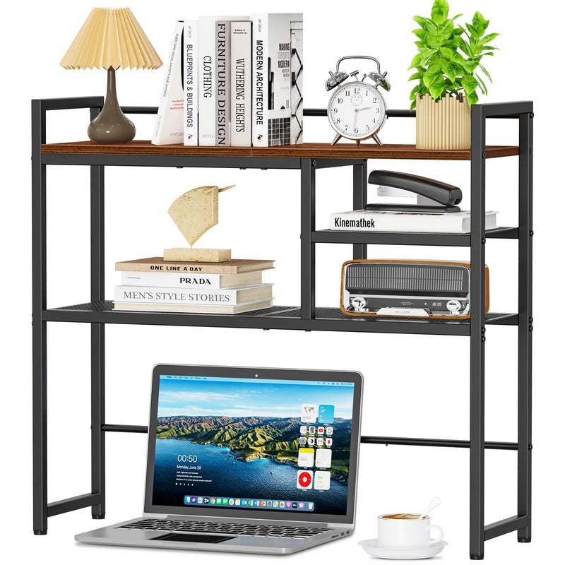 Snughome 31.9" Desk Shelf, Desktop Organizer Shelf, Desk Hutch Dorm, 3-Tier Desk Display Rack, Desktop Bookshelf, Multipurpose Wood Desk Organizer Storage Rack for Home Office Dorm - Image 1