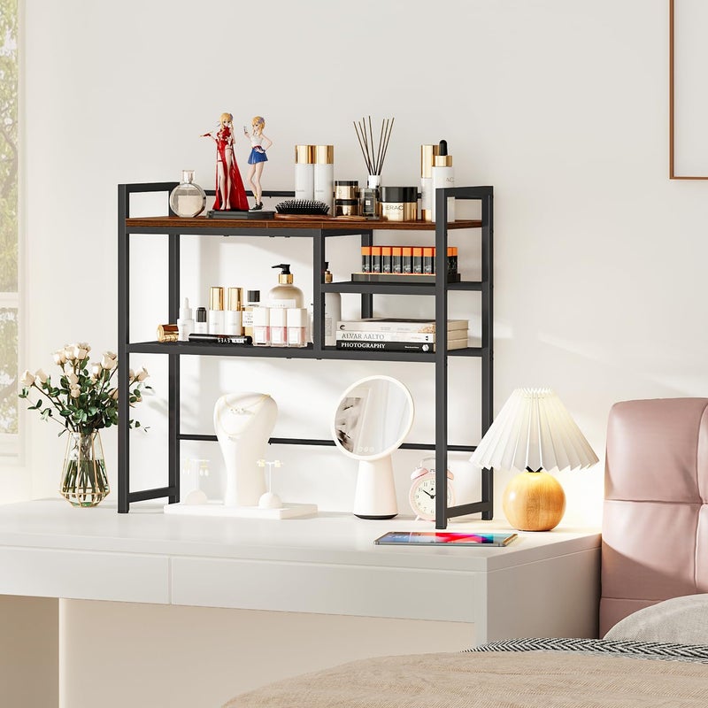Snughome 31.9" Desk Shelf, Desktop Organizer Shelf, Desk Hutch Dorm, 3-Tier Desk Display Rack, Desktop Bookshelf, Multipurpose Wood Desk Organizer Storage Rack for Home Office Dorm - Image 5