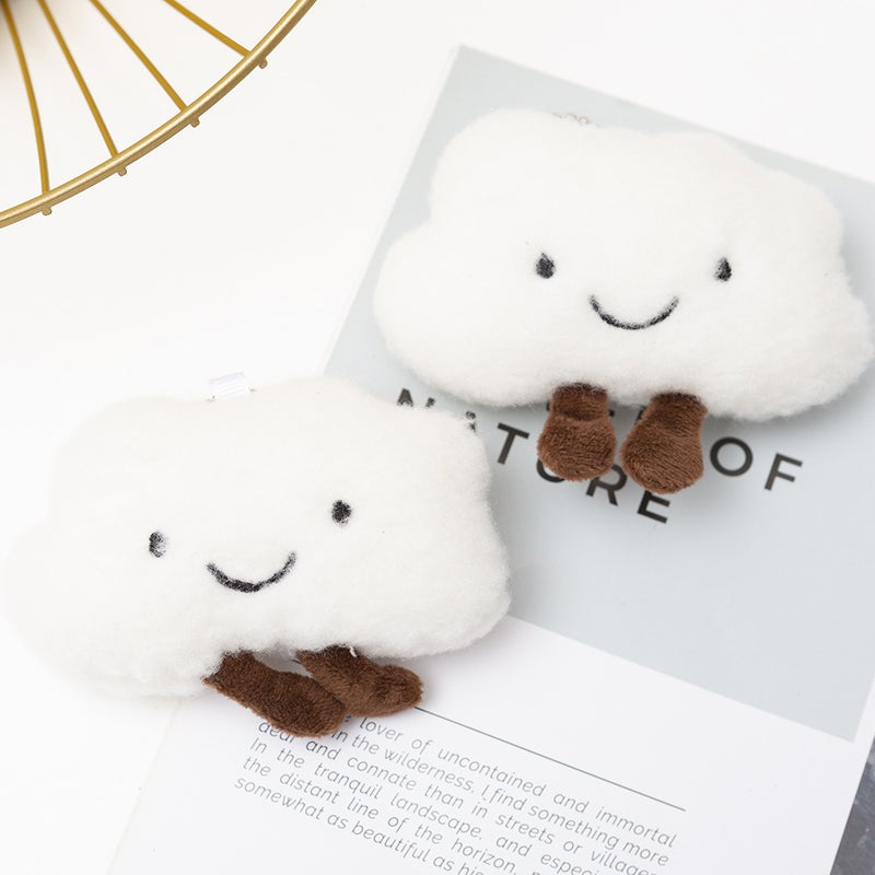 KAIRAY Cute and creative cartoon plush toy bag charm keychain smiley face animal head cloud - Image 1