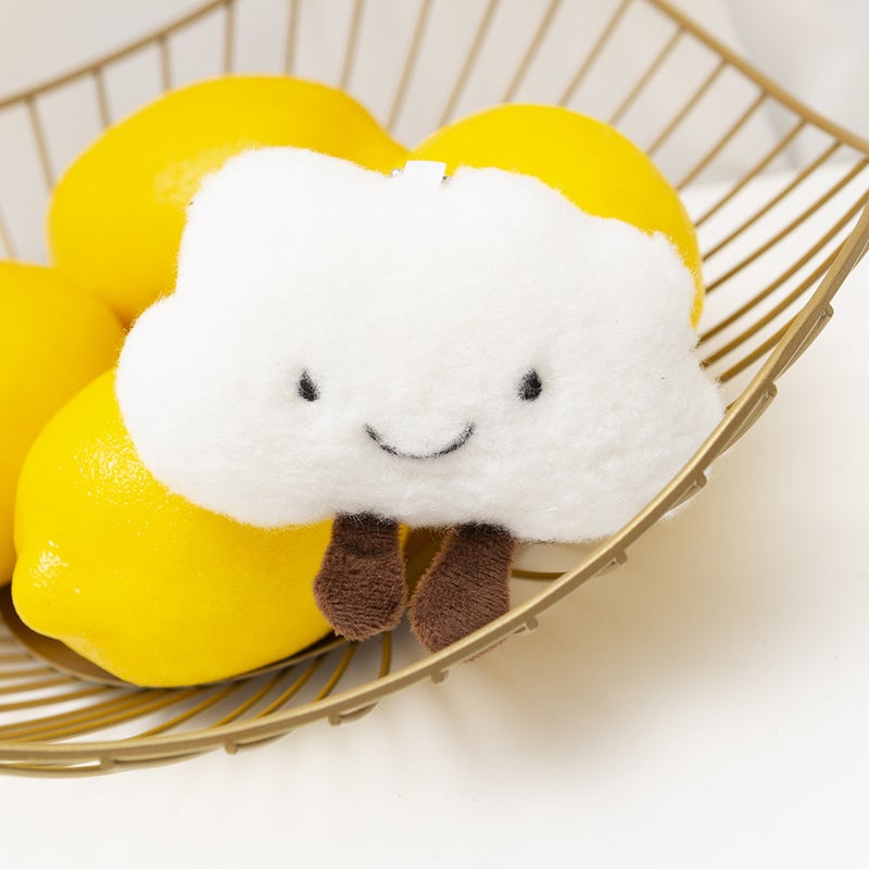 KAIRAY Cute and creative cartoon plush toy bag charm keychain smiley face animal head cloud - Image 2