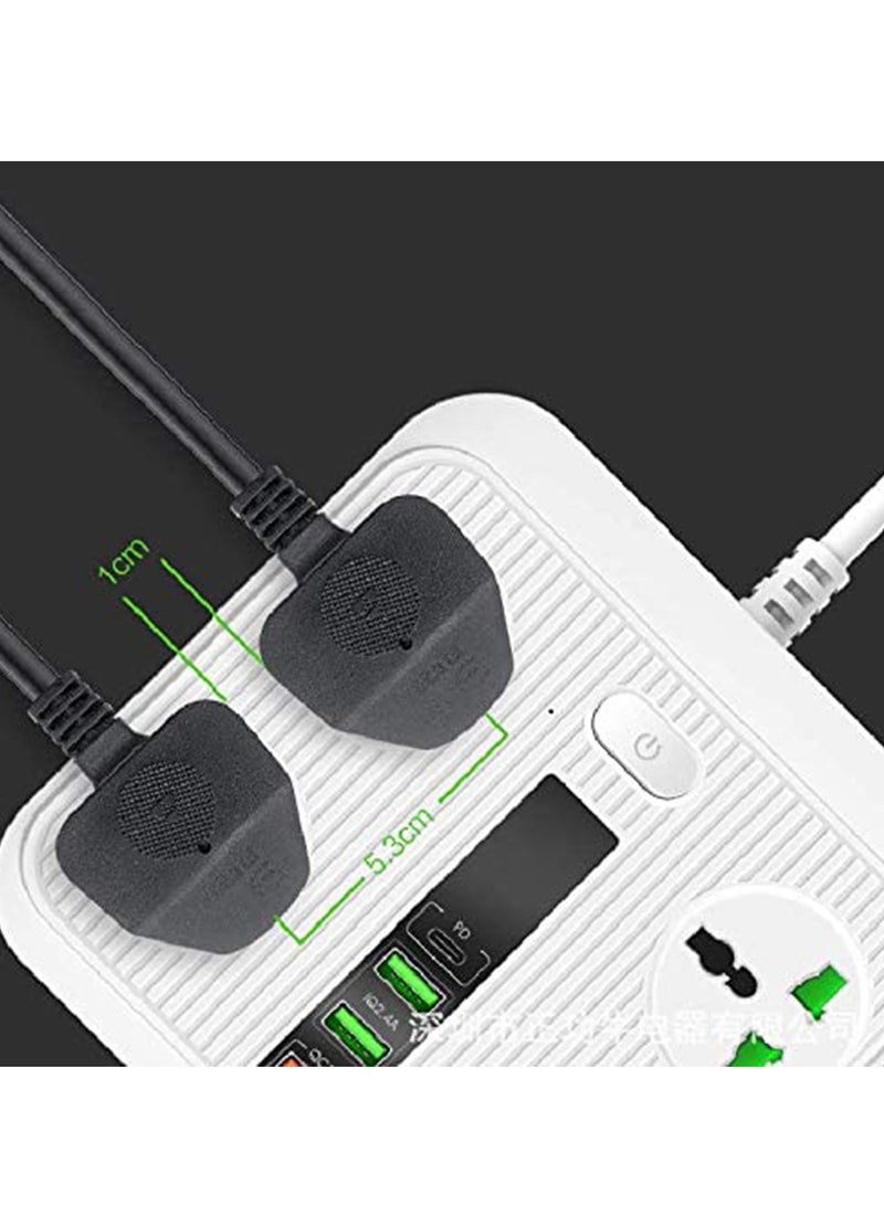 Universal Power Strip with 4 USB Ports, 4-Way Surge Protector, 2M Cord, Portable Charging Hub, 40W Fast Charge, Black - Image 4