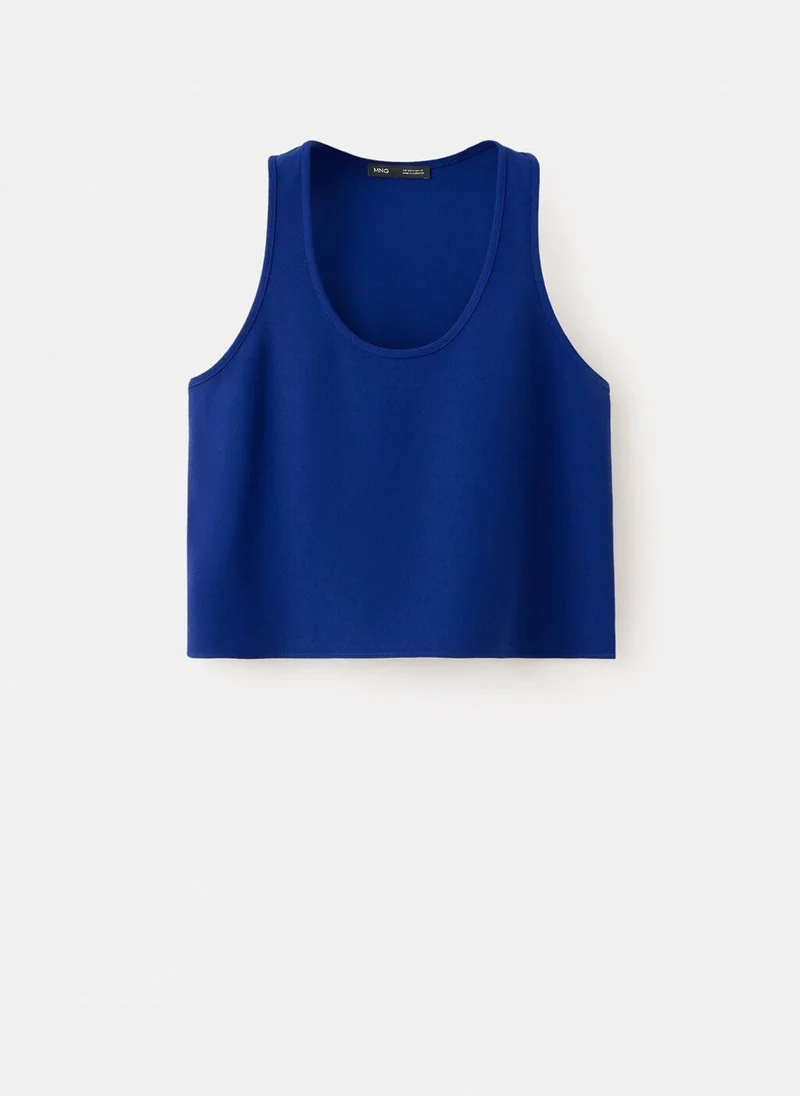 Mango 52-AZUL Round Neck Crop Top for Women | Best Price UAE
