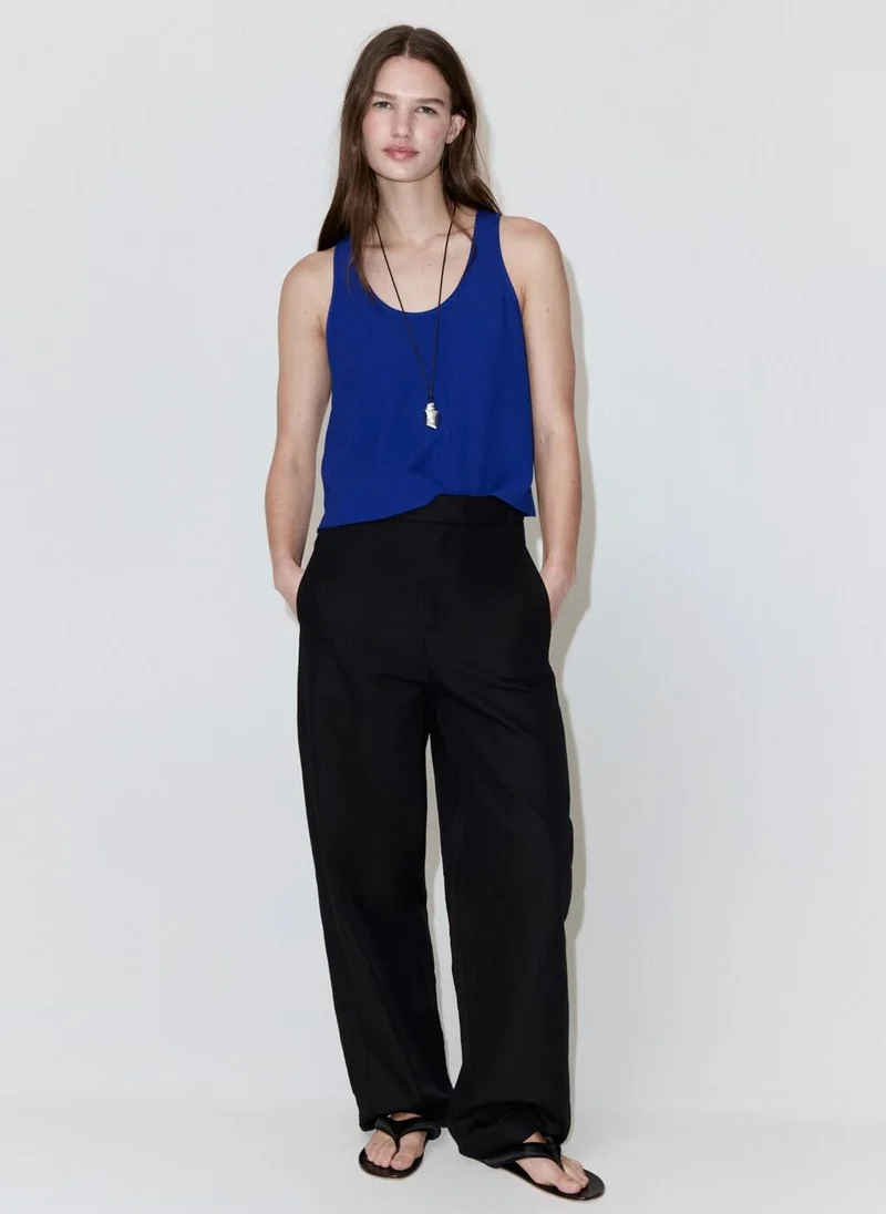 Mango 52-AZUL Round Neck Crop Top for Women | Best Price UAE
