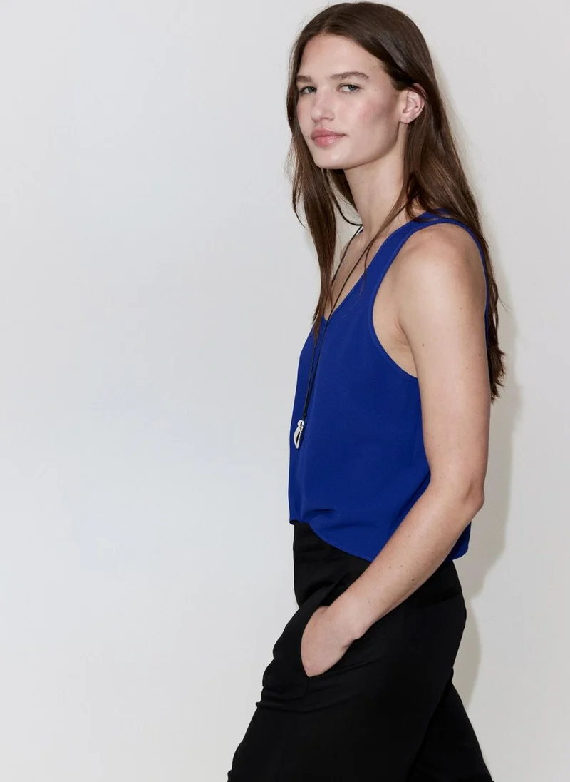 Mango 52-AZUL Round Neck Crop Top for Women | Best Price UAE