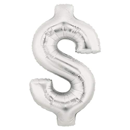 Betallic 15851SB Dollar Sign $ - Silver Megaloon Foil Balloon, 40", Silver, Pack of 1 - Image 1