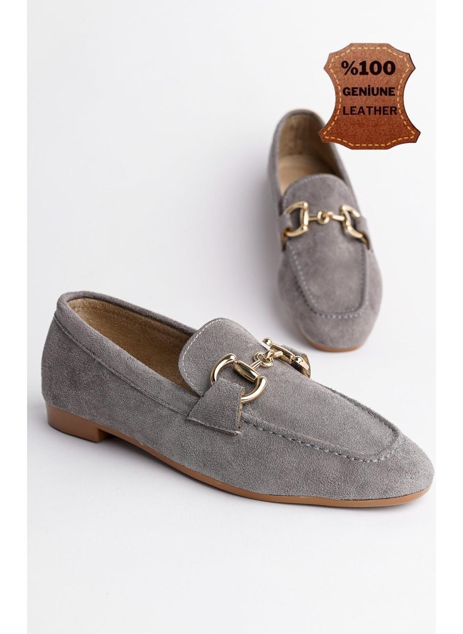 muggo Mona Guaranteed Metal Buckle Leather Women's Loafer Casual Shoes  - Image 1