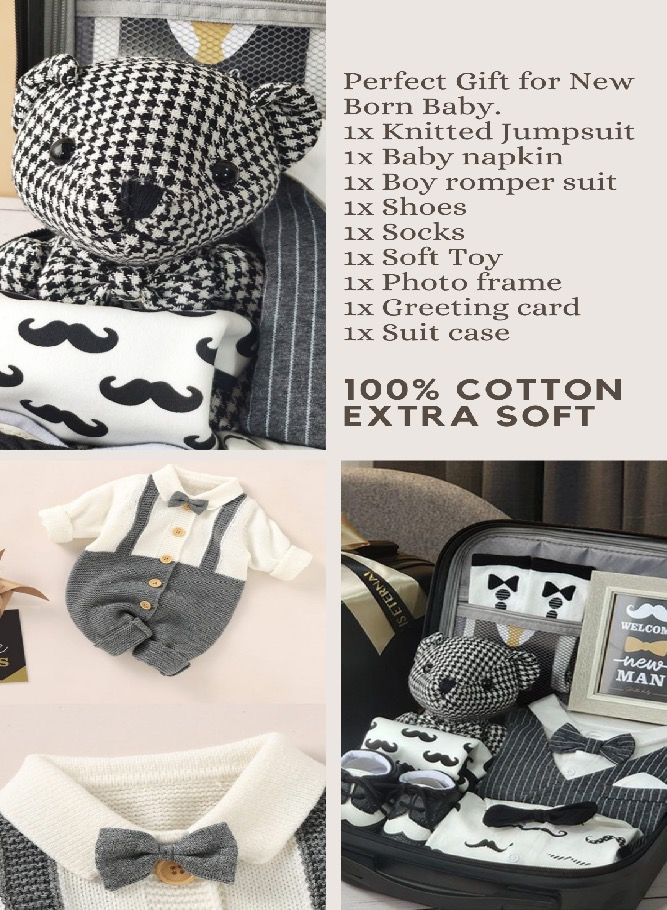 New Born Gift Set Baby Boy with Jumpsuit (9 in 1) - Image 2