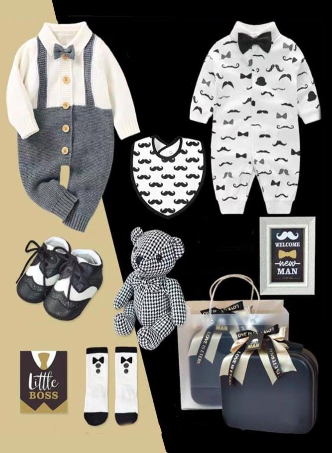 New Born Gift Set Baby Boy with Jumpsuit (9 in 1) - Image 1