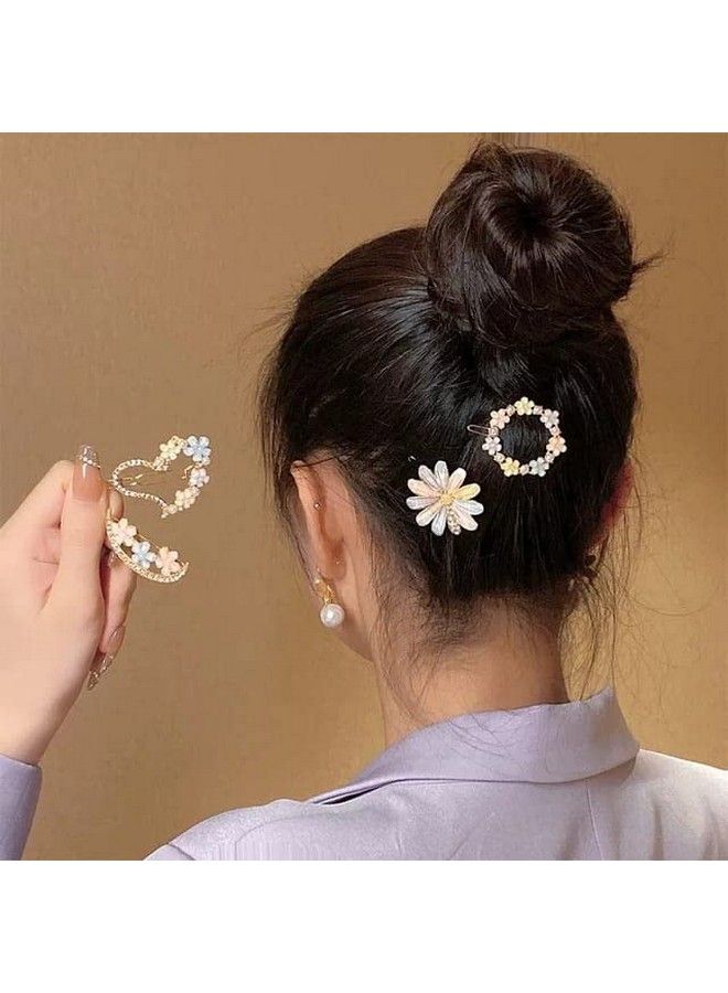 La belleza مشابك شعر كريستالية هندسية مزهرة ؛ دبابيس شعر ؛ إكسسوارات شعر ؛ دبابيس شعر ؛ انزلاقات شعر للفتيات والنساء عبوة من 4 - Image 4