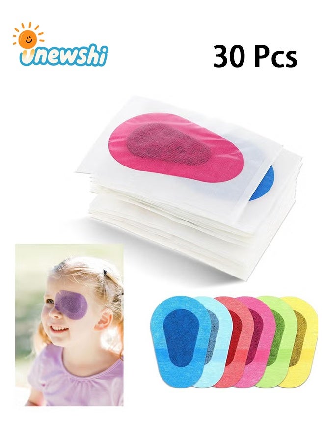 Unewshi 30 Pcs Adhesive Eye Pads for Children, Disposable Eye Patches for Amblyopia, Light Blocking, Eye Protection, 5 Assorted color - Image 1