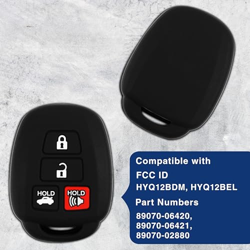 KeylessOption Key Fob Cover Replacement for 2012 2013 2014 Toyota Camry Corolla Tacoma Remote Silicone, 4-Button HYQ12BDM - Image 4