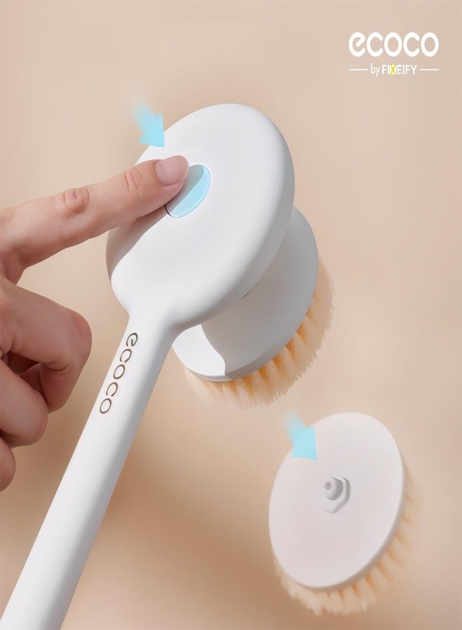 fixeify ECOCO by FIXEIFY Detachable Shower Body Brush with Long Handle | Soft Silicone & Exfoliating Bristles | Back Scrub Brush for Bathing, Dry Brushing & Smooth Skin for Men, Women & Kids (White) - Image 4