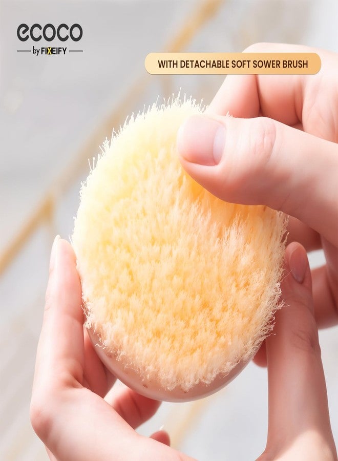 fixeify ECOCO by FIXEIFY Detachable Shower Body Brush with Long Handle | Soft Silicone & Exfoliating Bristles | Back Scrub Brush for Bathing, Dry Brushing & Smooth Skin for Men, Women & Kids (White) - Image 3