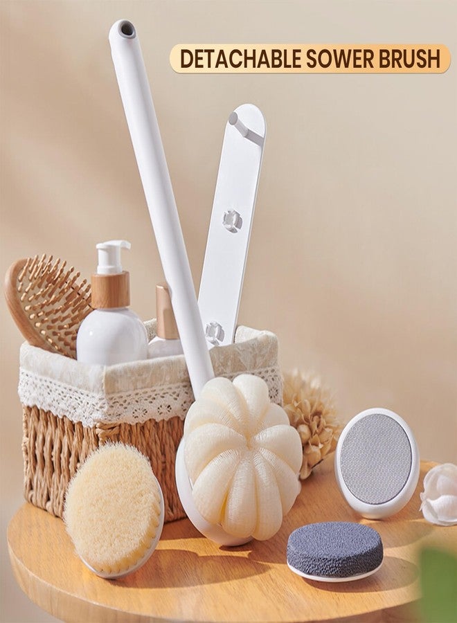 fixeify ECOCO by FIXEIFY Detachable Shower Body Brush with Long Handle | Soft Silicone & Exfoliating Bristles | Back Scrub Brush for Bathing, Dry Brushing & Smooth Skin for Men, Women & Kids (White) - Image 5