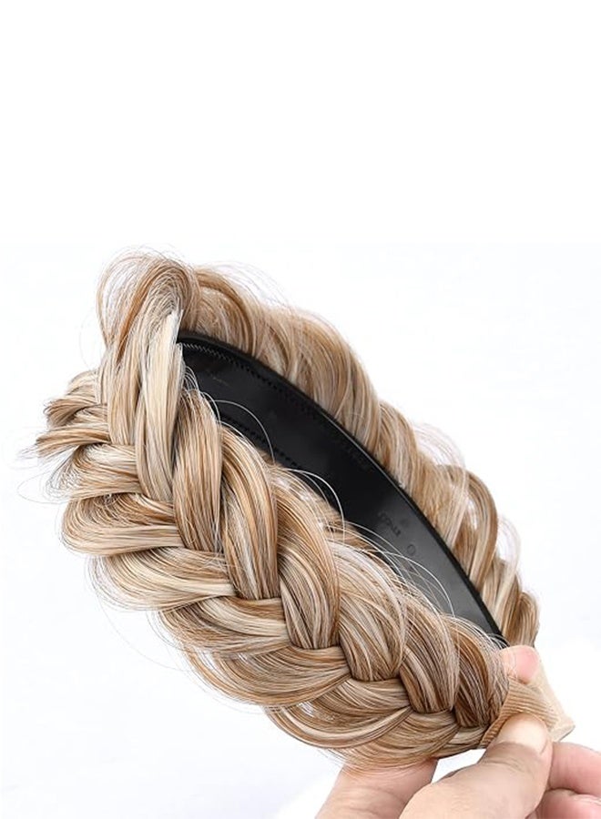 DUNISO Wide Messy Braided Headband with Teeth ，Fishtail Braid Wig Headband,Synthetic Hair Plaited Headband ，Summer Breathable Hair Accessories for Face Washing Daily Use - Image 4