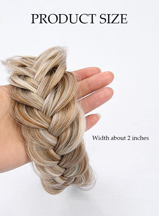 DUNISO Wide Messy Braided Headband with Teeth ，Fishtail Braid Wig Headband,Synthetic Hair Plaited Headband ，Summer Breathable Hair Accessories for Face Washing Daily Use - Image 2