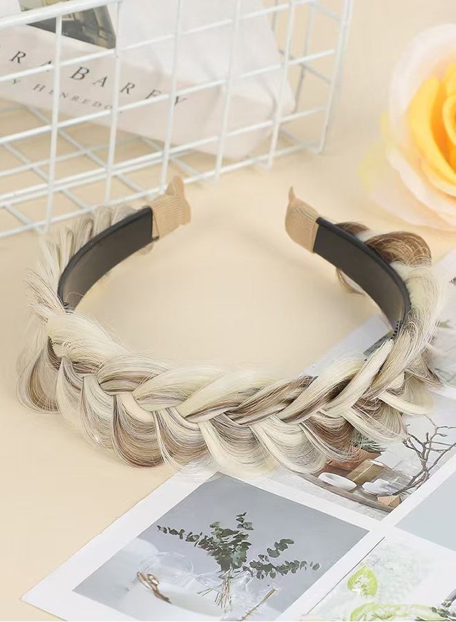 DUNISO Wide Messy Braided Headband with Teeth ，Fishtail Braid Wig Headband,Synthetic Hair Plaited Headband ，Summer Breathable Hair Accessories for Face Washing Daily Use - Image 5